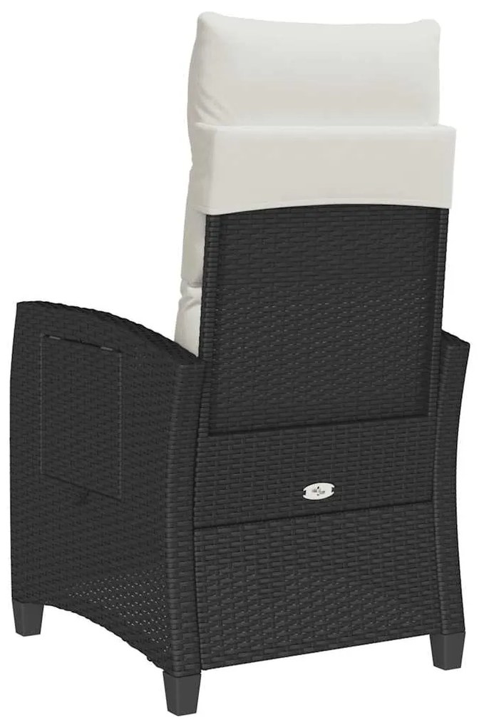 Cadeira de jardim reclinável com mesa de apoio vime PE preto