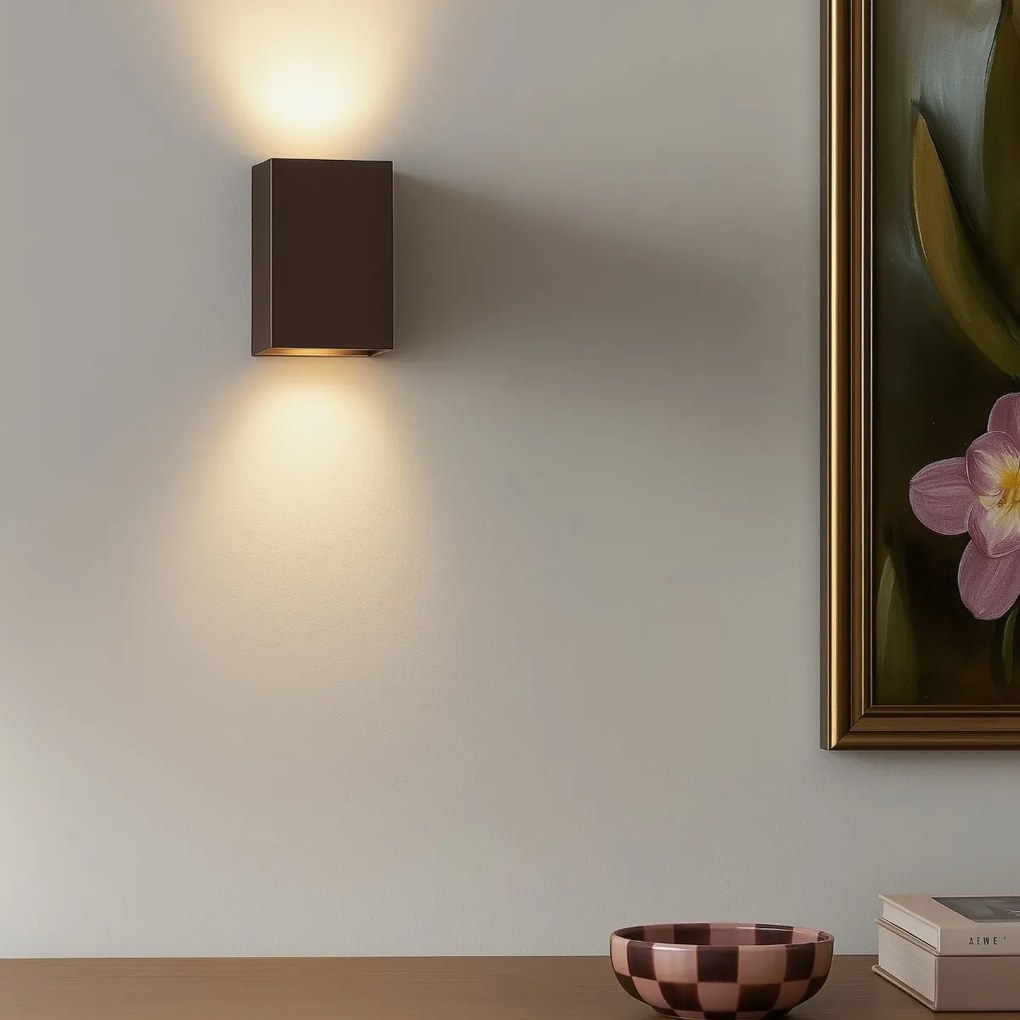 Candeeiro de parede moderno bronze escuro quadrado 2 luzes - Sandy