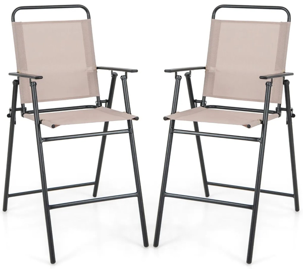 Conjunto de bistrô para área externa com 3 peças e 2 cadeiras dobráveis ​​- bege