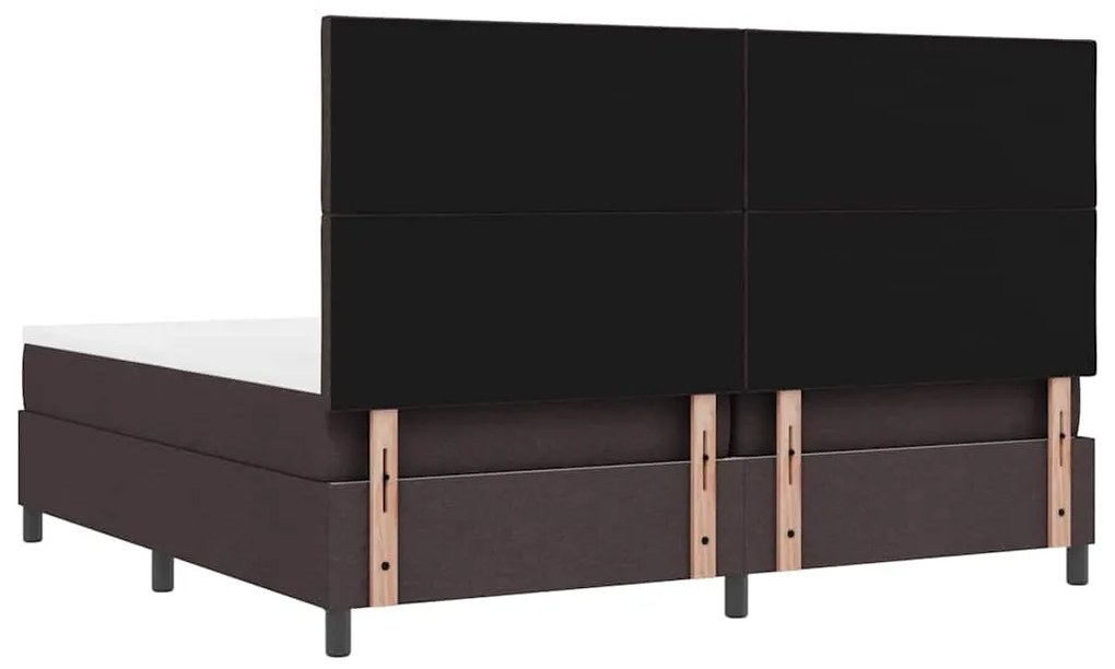 Cama Box com Colchão e Luz LED em Castanho Escuro, 200x200 cm, Tecido