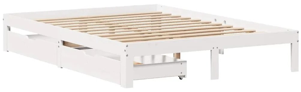 Estrutura de cama com gavetas 135x190 cm pinho maciço branco