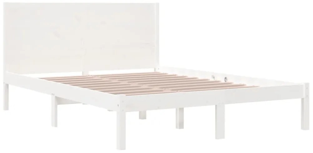 Cama sem colchão 140x200 cm madeira de pinho maciça branco