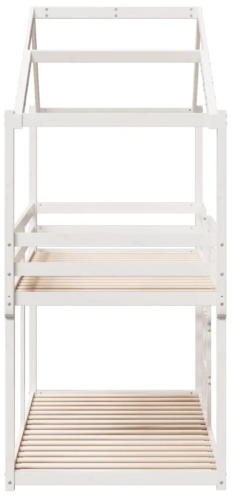 Beliche com telhado 80x200 cm madeira de pinho maciça branco