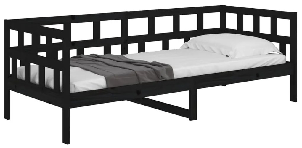 Sofá-cama 80x200 cm madeira de pinho maciça preto