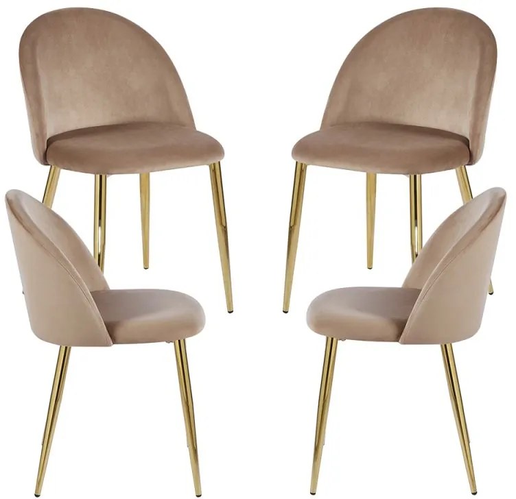 Pack 4 Cadeiras Vint Veludo Golden - Champanhe