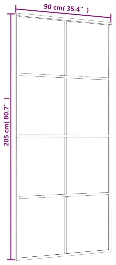 Porta deslizante 90x205 cm vidro ESG e alumínio preto