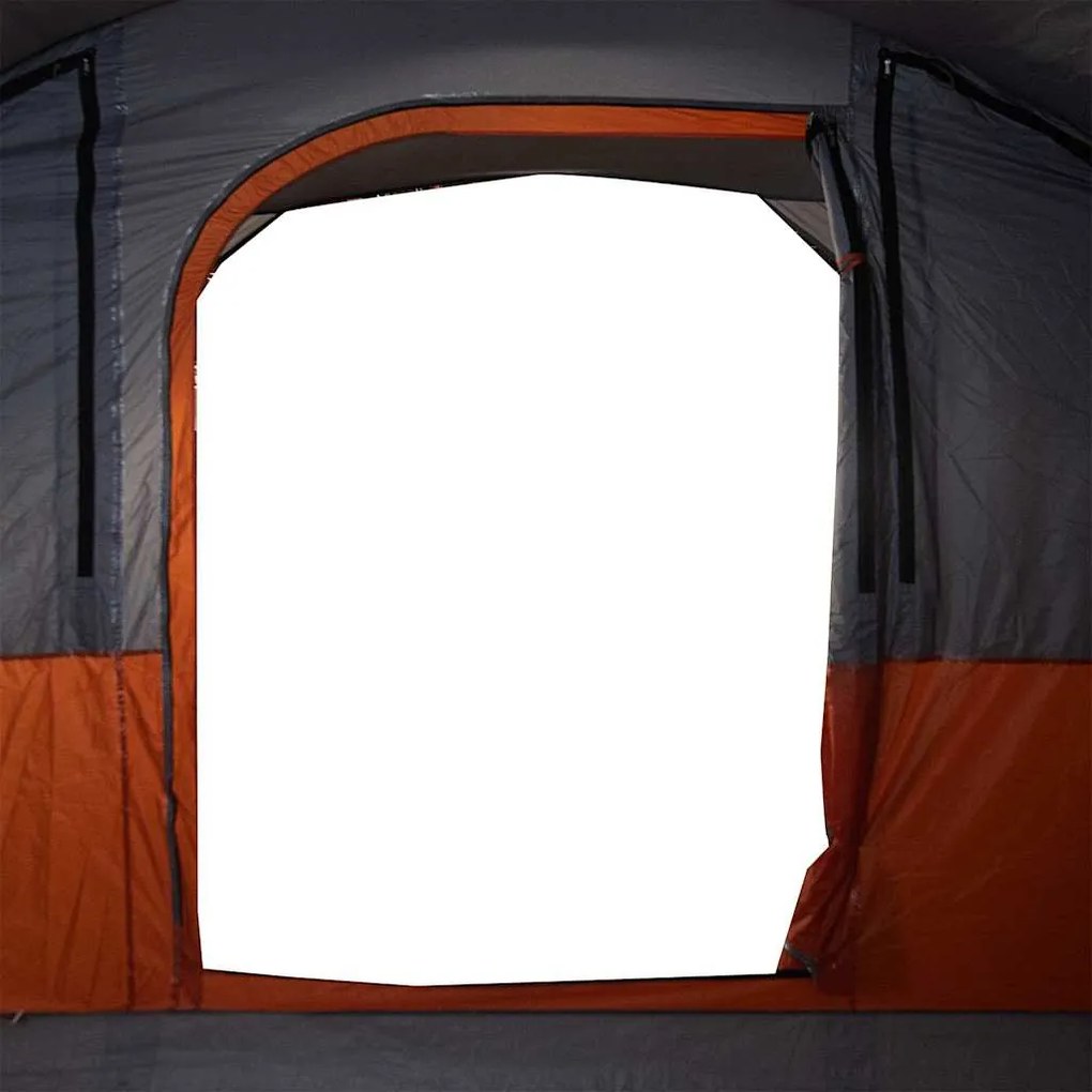 Tenda familiar túnel p/ 7 pessoas impermeável cinzento/laranja