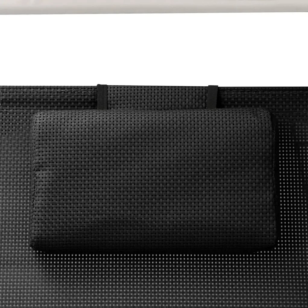 Espreguiçadeira dupla com toldo textilene preto