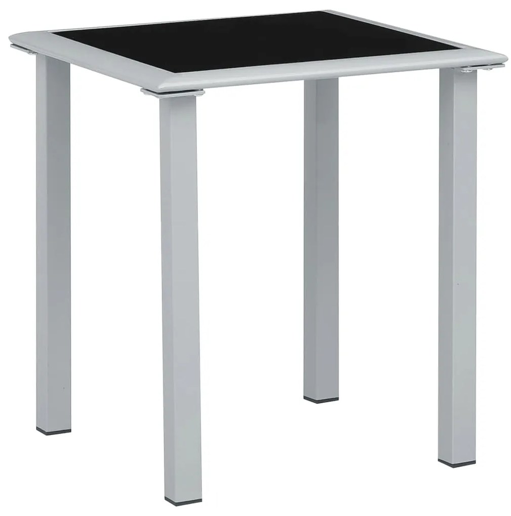 vidaXL Mesa de jardim 41x41x45 cm aço prateado e vidro preto