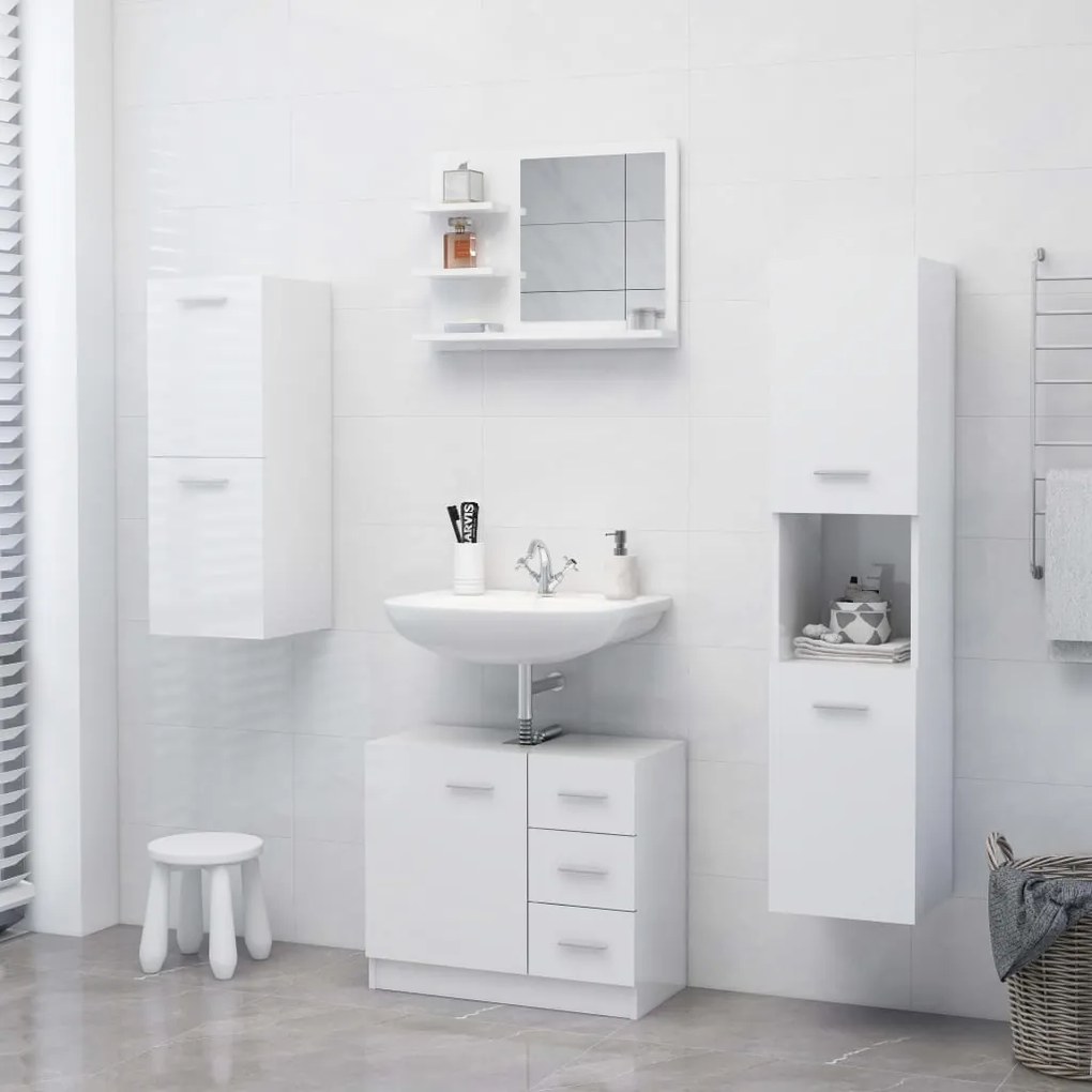 Espelho de casa de banho 60x10,5x45cm contrap. branco brilhante