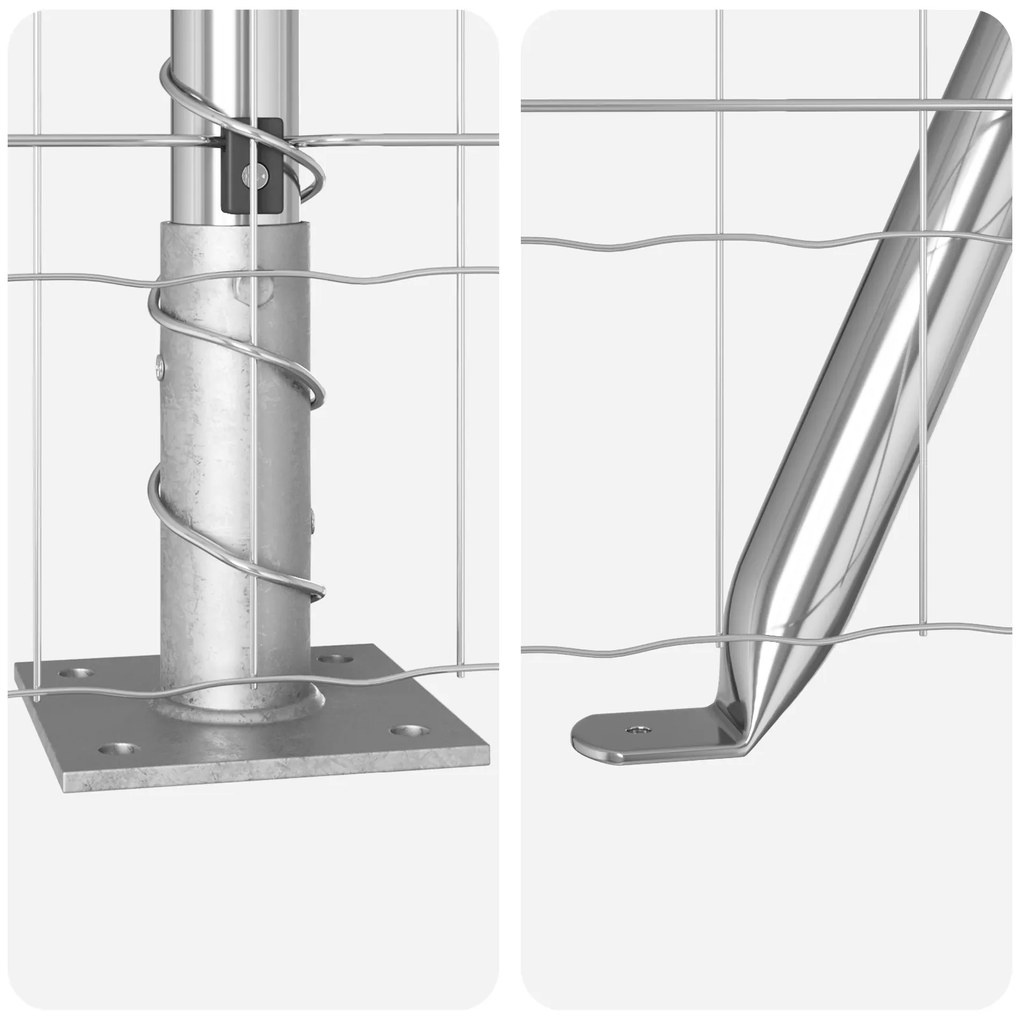 Cerca Euro com 7 Postes Flangeados 1x10 m de Aço Galvanizado