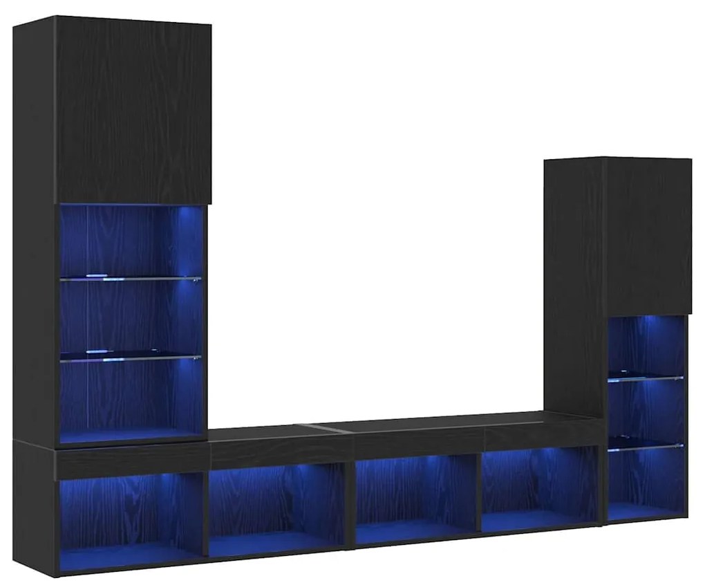 Armário para TV LED vidaXL Carvalho Preto 30.5x30x102 cm Madeira Engen