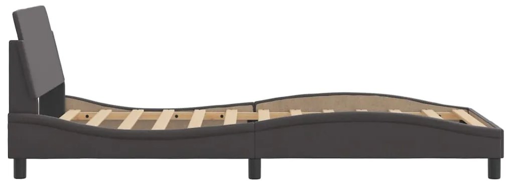 Estrutura cama c/ cabeceira 100x200cm couro artificial cinzento