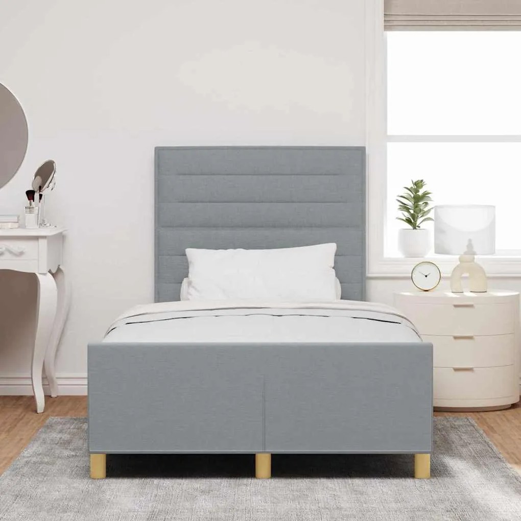 Cama vidaXL Cinza Claro 120x190 cm Tecido