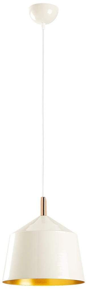 Candeeiro Chandelier Saglam – Branco, Dourado e Cobre – Diâmetro 25 cm
