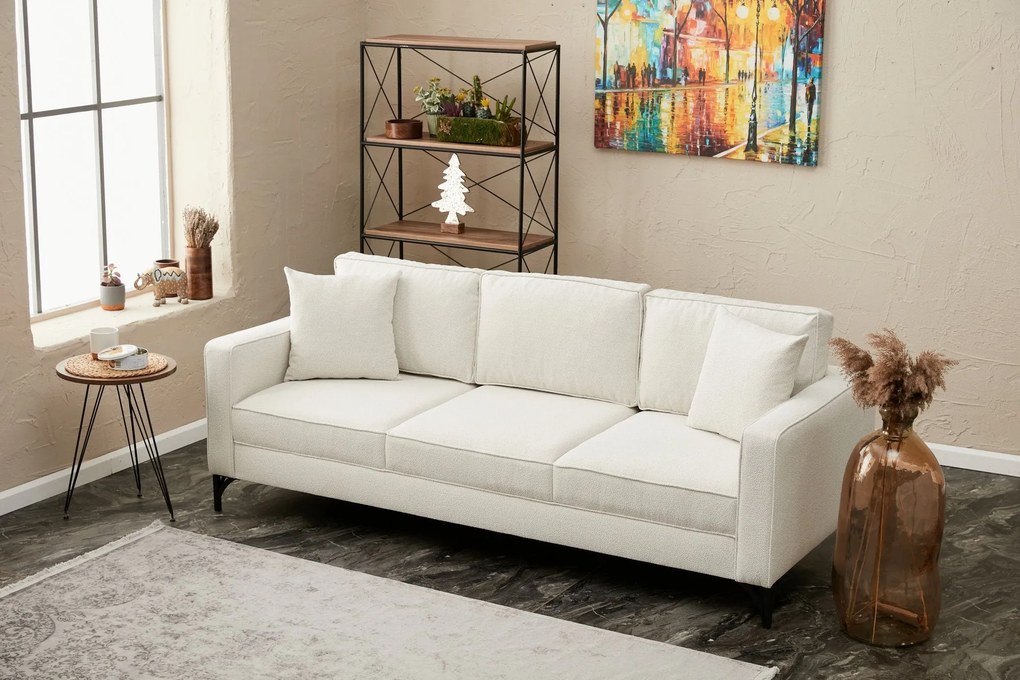 Sofá de 3 Lugares Berlin – Creme e Preto – 220 x 83 x 91 cm