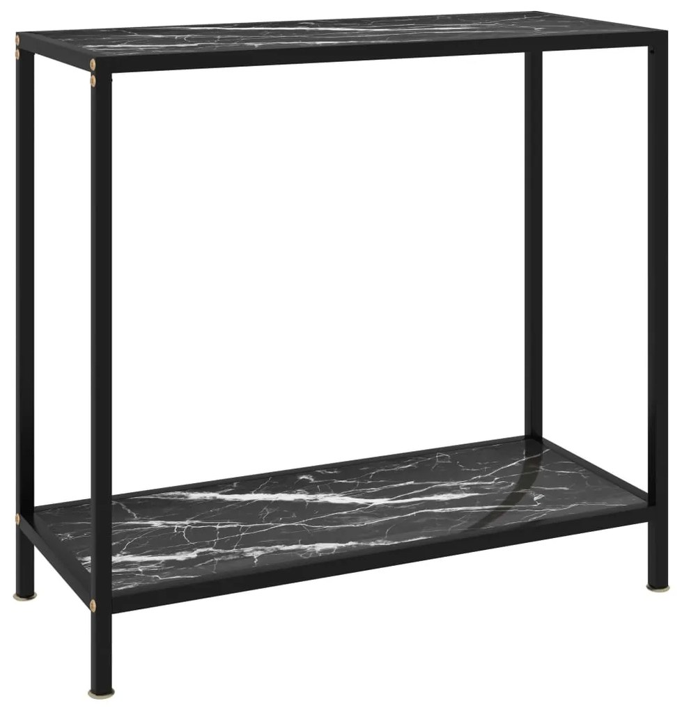 vidaXL Mesa consola 80x35x75 cm vidro temperado preto