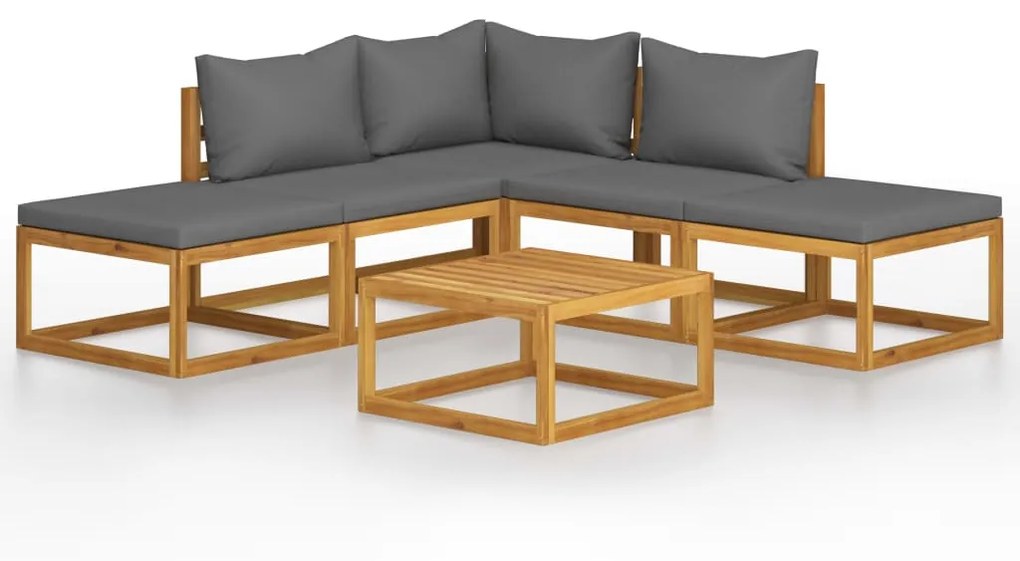 vidaXL 6 pcs conj. lounge jardim c/ almofadões madeira acácia maciça