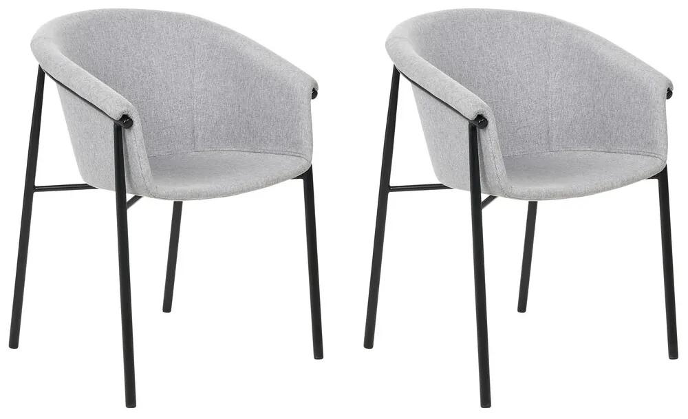 Conjunto de 2 cadeiras de jantar em tecido cinzento AMES Beliani