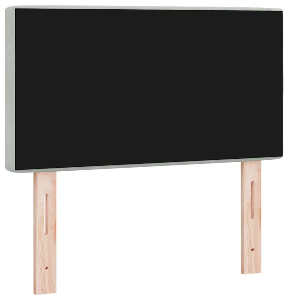 Cabeceira LED com botões de cristal, estofada em cinza claro, 80 cm.