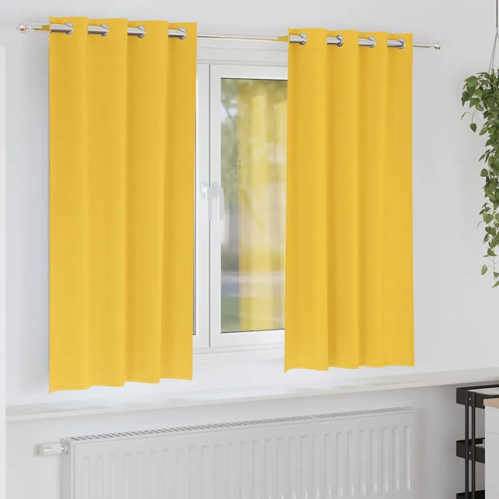 vidaXL Cortinas Blackout com Argolas 2 pcs Amarelo Mostarda