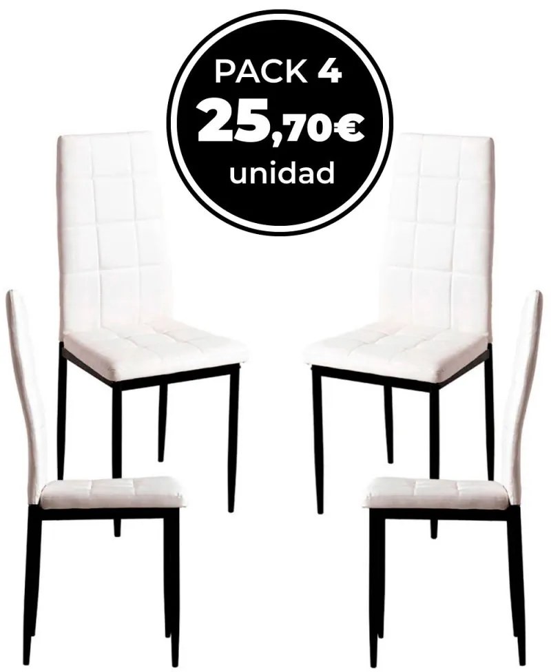 Pack 4 Cadeiras Lan Couro Sintético - Branco