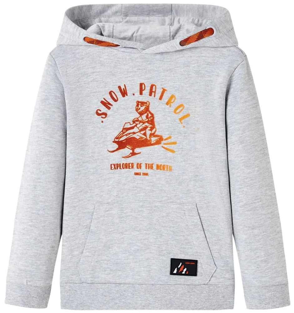 Sweatshirt para criança com capuz cinzento mesclado e laranja 116