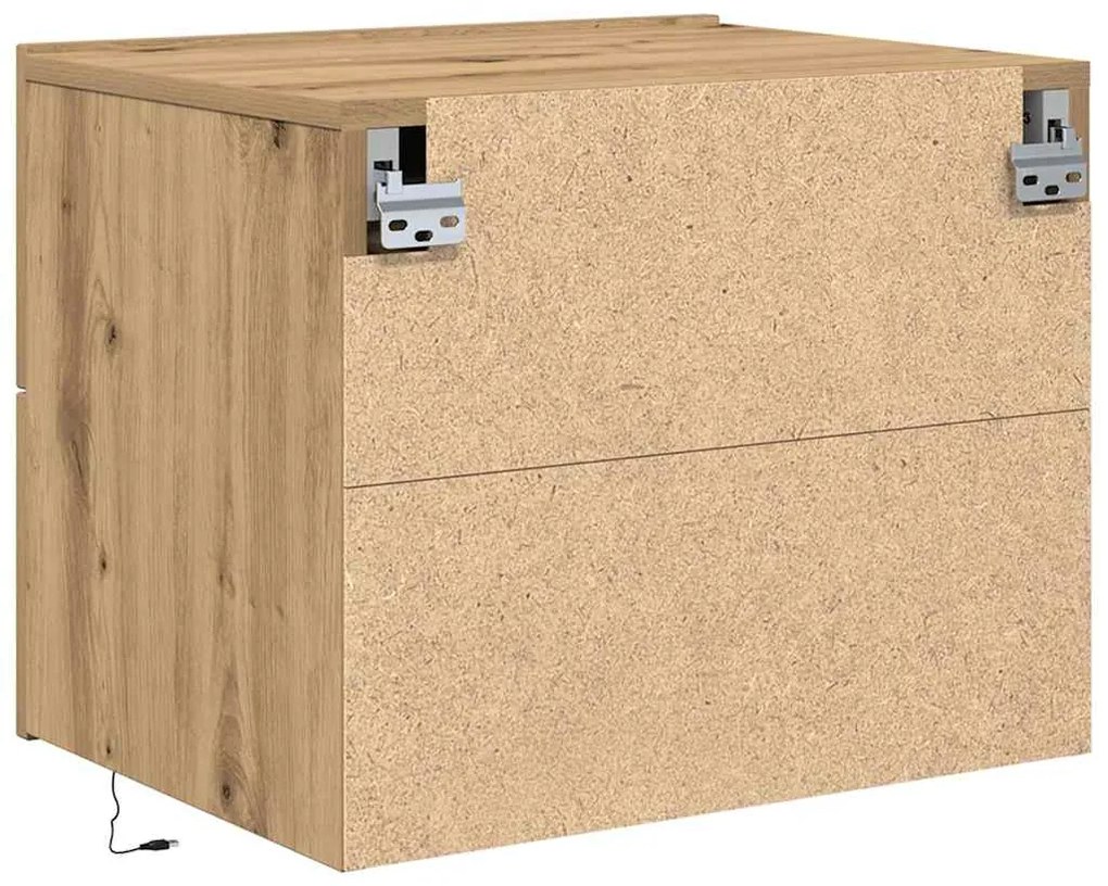 Guarda-Louças vidaXL com LED Montado na Parede Carvalho Artesanal 50x3