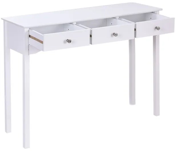 Secretária estreita com 3 gavetas MDF Mesa multifuncional para escritório em casa 100 x 32 x 75 cm Branca