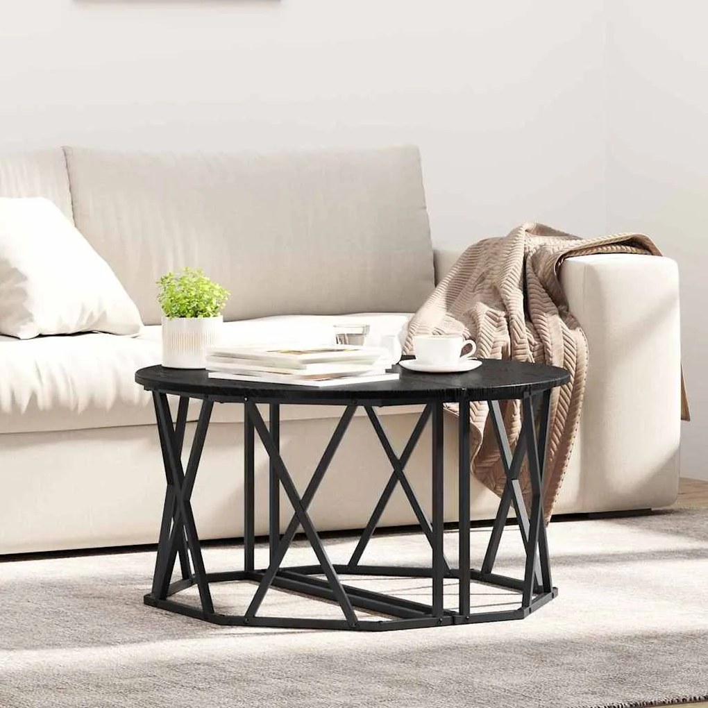 Mesa de Centro vidaXL Preta de Carvalho 80x80x42 cm em Madeira de Enge