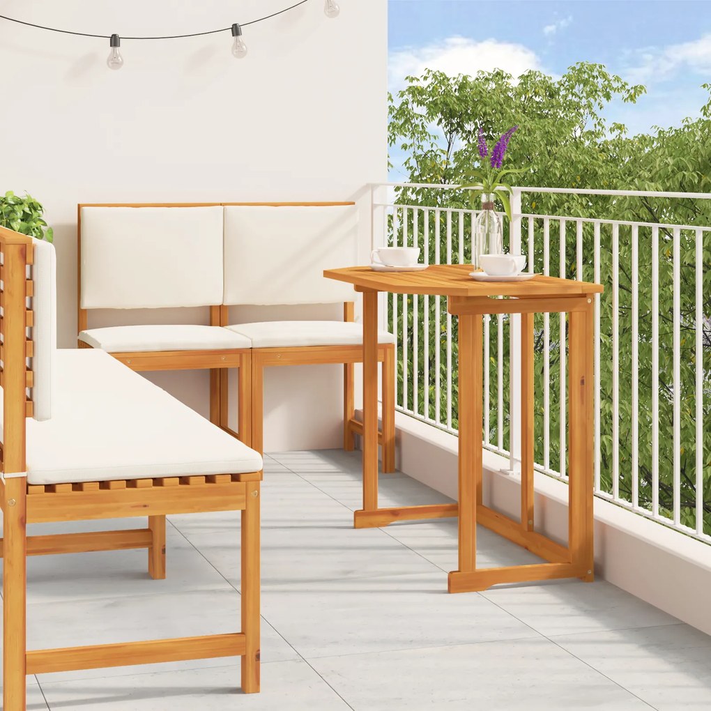 Conjunto de Jantar para o Jardim com 5 Peças e Almofadas em Madeira Maciça de Acácia