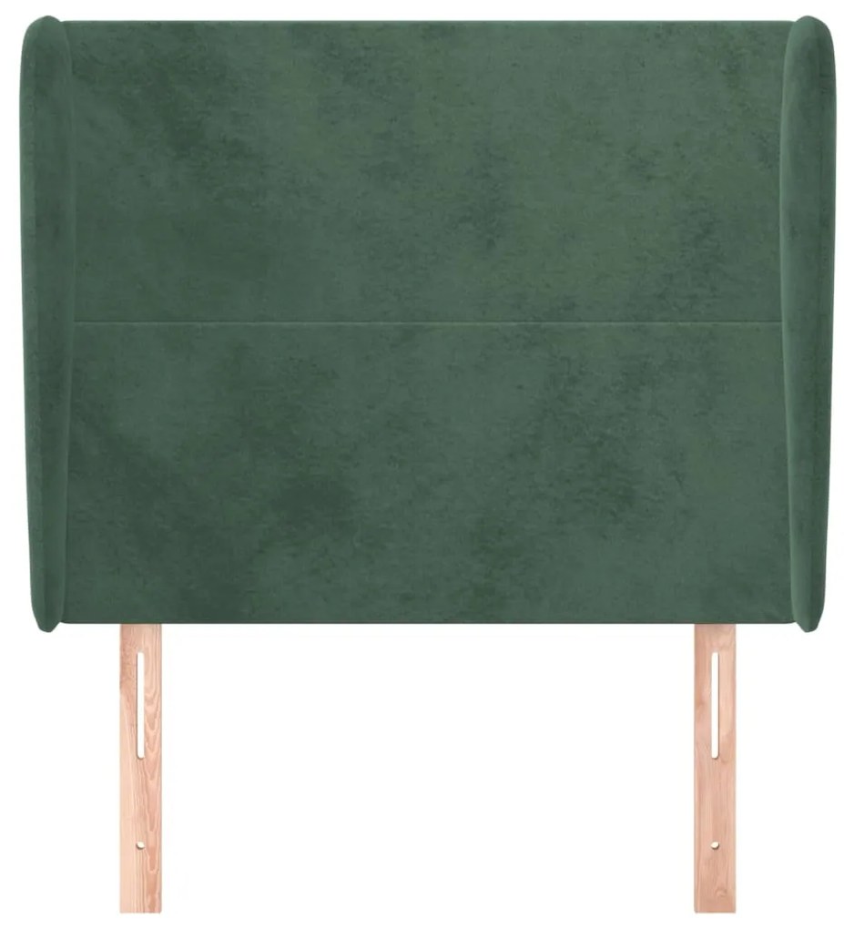 Cabeceira cama c/ abas veludo 93x23x118/128 cm verde-escuro