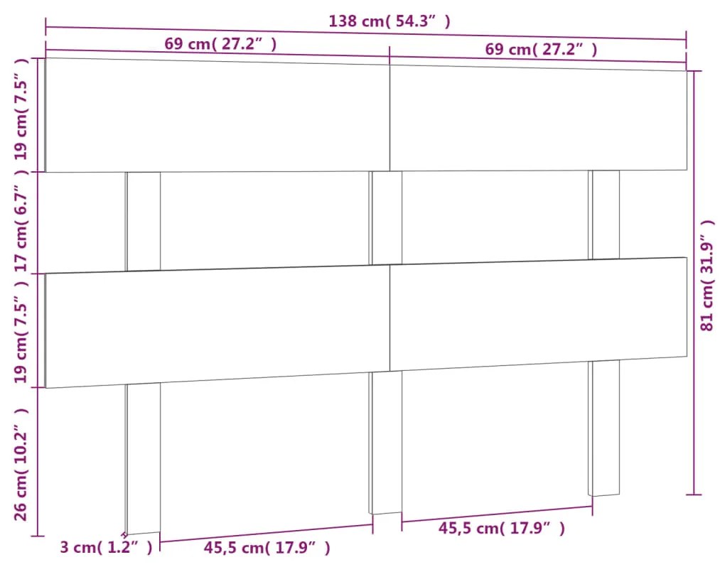 Cabeceira de cama 138x3x81 cm pinho maciço
