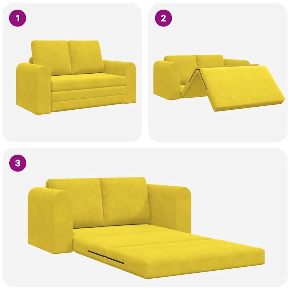 Sofá-camas de chão 2 em 1 Amarelo 148x71x83 cm Veludo