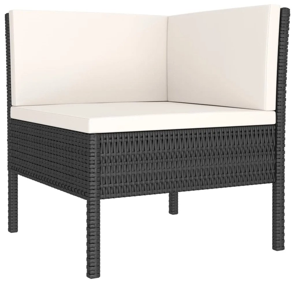 6 pcs conjunto lounge de jardim c/ almofadões vime PE preto