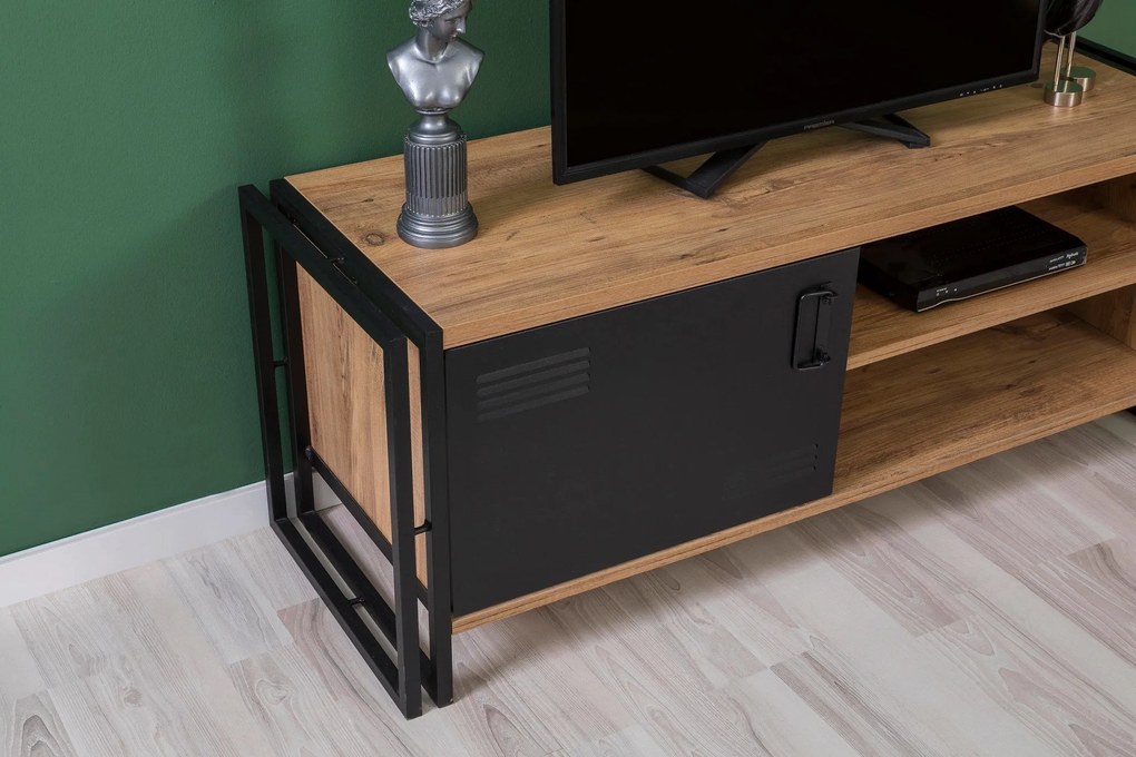 Conjunto de Mobiliário de Sala Cosmo – Pinho Atlântico/Preto – Variada