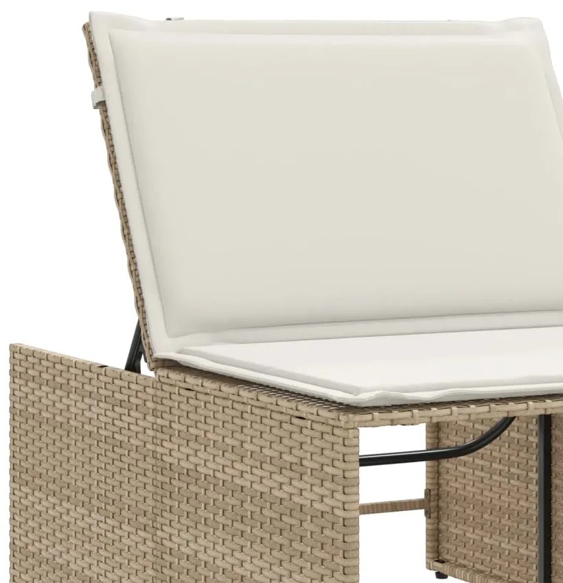 Espreguiçadeiras modulares com mesa 2 pcs vime PE bege