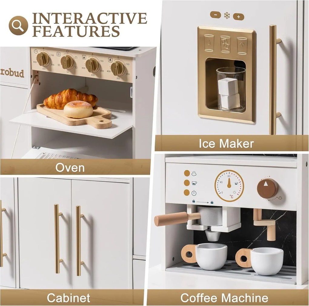 Cozinha de Brincar Moderna para Crianças 101 x 96,5 x 36 cm Branca
