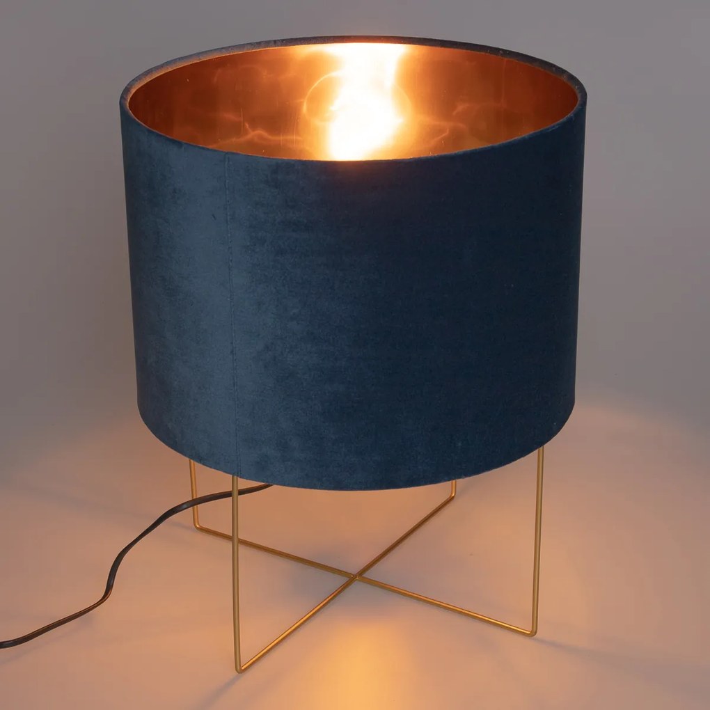 Candeeiro de mesa moderno azul com dourado - Rosalina Moderno