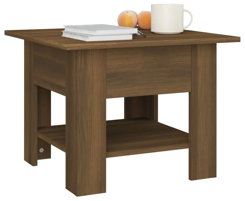 Mesa de centro 55x55x42 cm contraplacado cor carvalho castanho