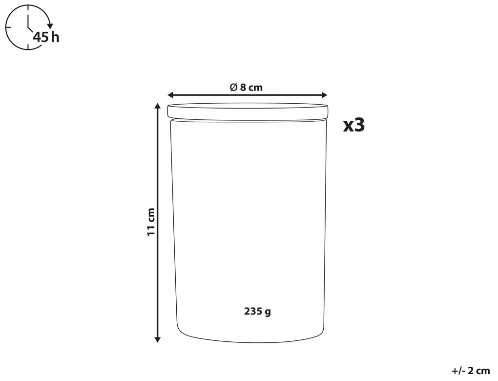 Conjunto de 3 velas perfumadas de cera de soja oceano/bergamota/linho fresco SIMPLICITY Beliani