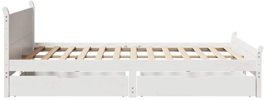 Cama sem colchão 140x200 cm madeira de pinho maciça branco