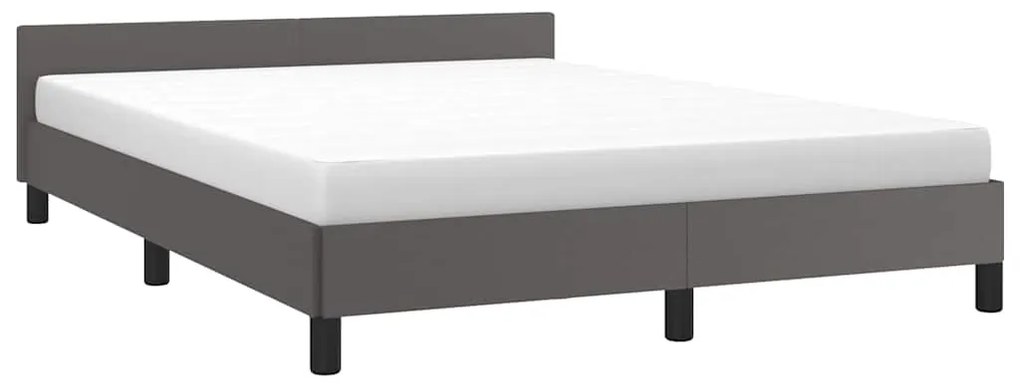 Estrutura cama c/ cabeceira sem colchão 140x200 cm cinzento