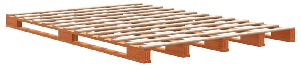 Cama de paletes 140x200 cm madeira pinho maciça castanho cera