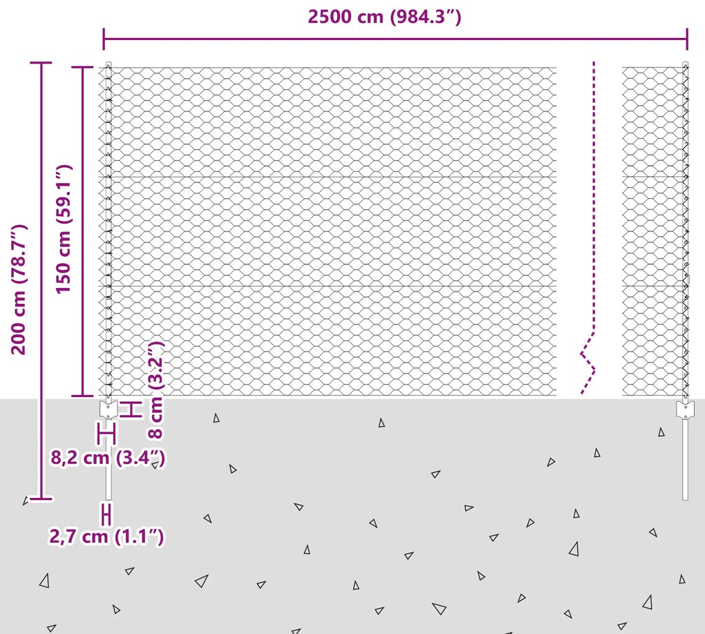 Conjunto de Cerca de Jardim Galvanizada Conjunto de 2 Aço Galvanizado