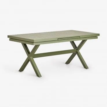 Mesa De Jantar Retangular Extensível Em Alumínio Karena Verde Azeitona Intenso & 180 - 240 X 90 Cm - Sklum