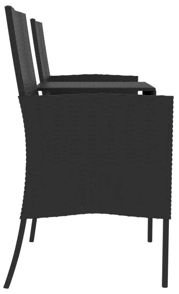 Banco de jardim de 2 lugares c/ mesa de centro vime PE preto