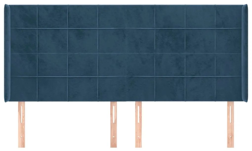 Cabeceira cama c/ abas veludo 163x16x118/128 cm azul-escuro