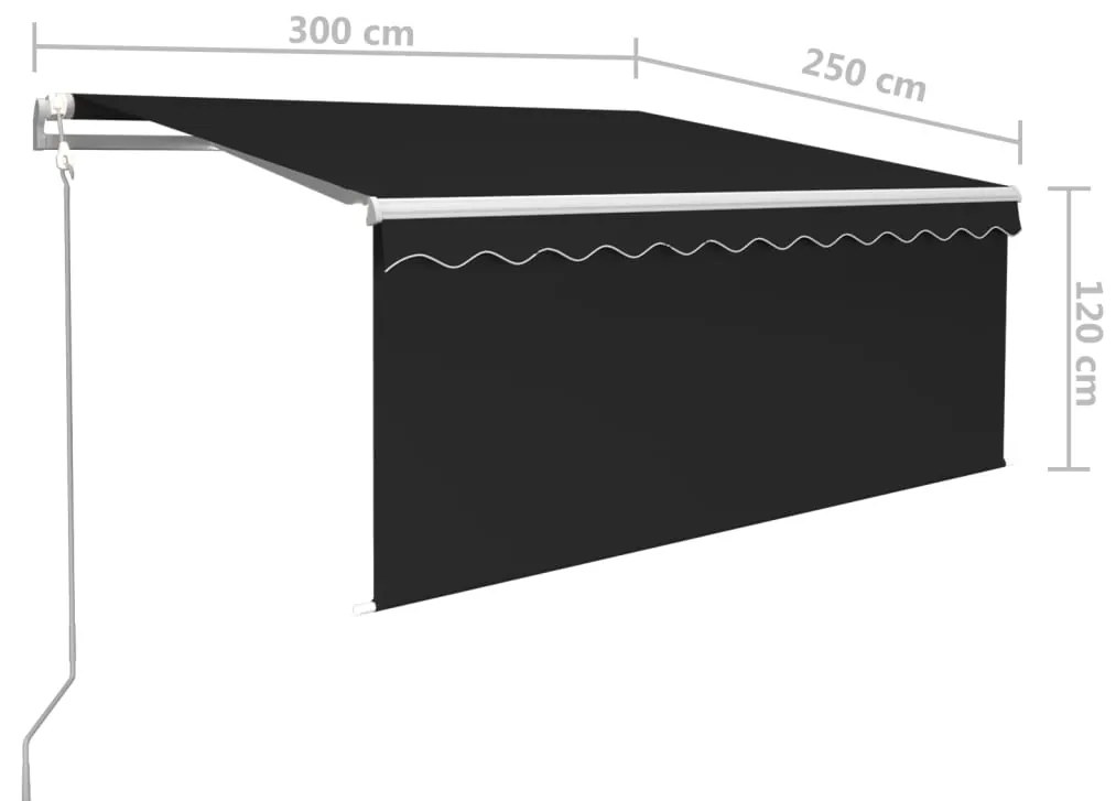 Toldo retrátil automático com estore 3x2,5 m antracite
