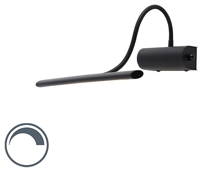Candeeiro de parede design preto 32 cm com LED e dimmer - Tableau Moderno